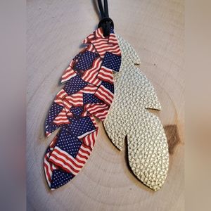 Purse charm american flag patriotic feathers, Keychain, Feather Keychain…